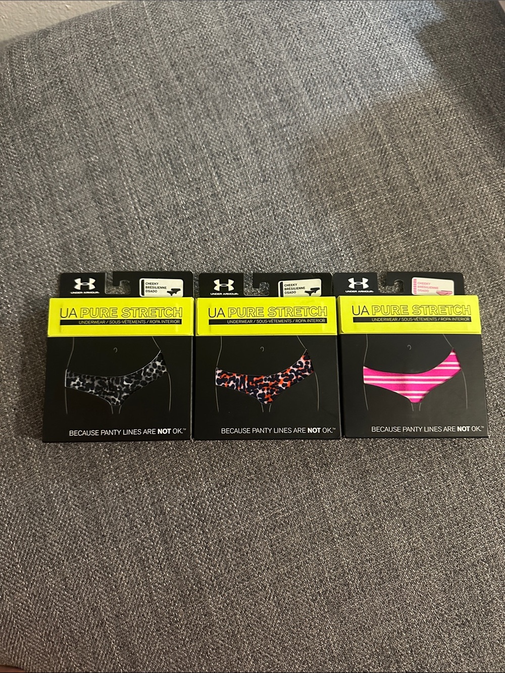 Under Armour Womens Panties 3-Pack - Black, Multicolor Leopard, Pink Stripe